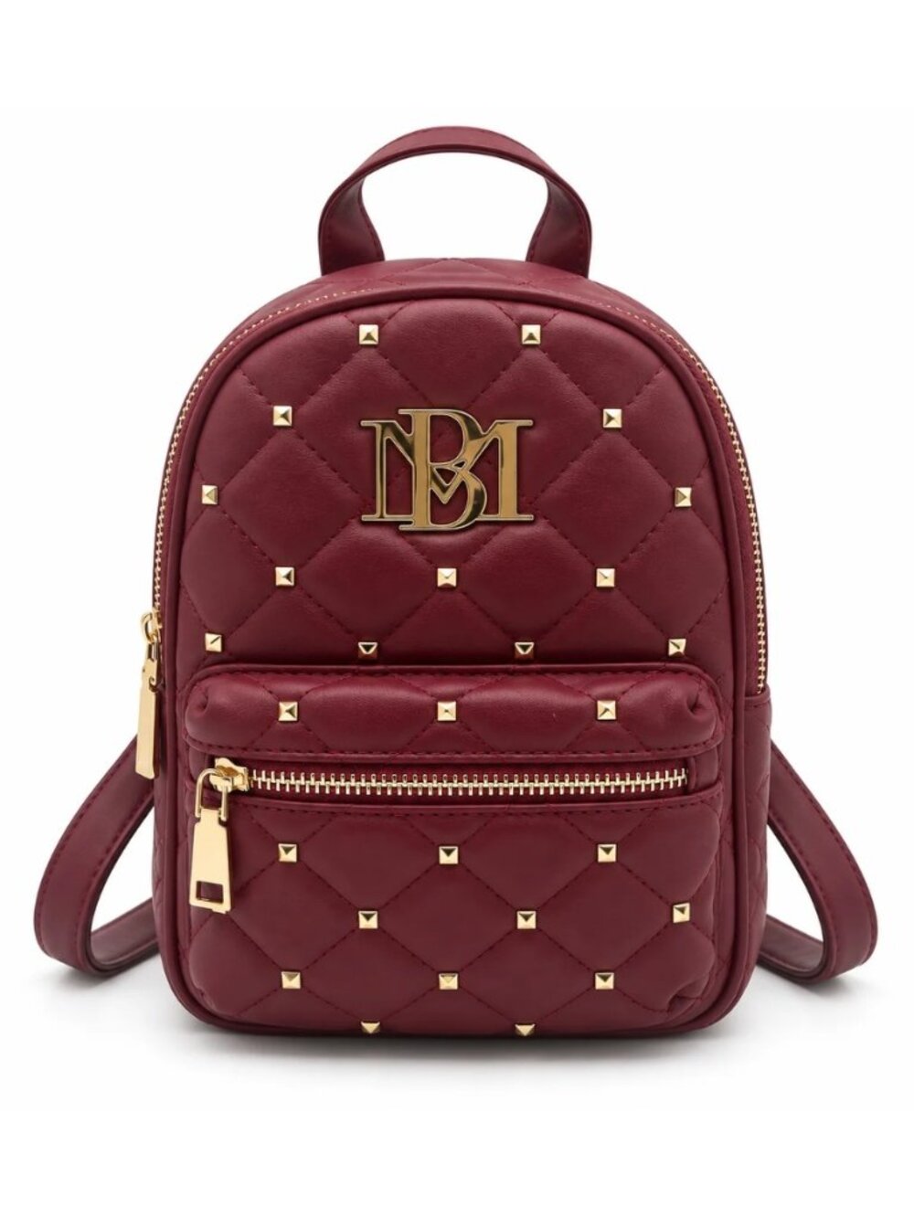 Badgley Mischka BM-4164 Burgundy Quilted Studded Mini Backpack NWT